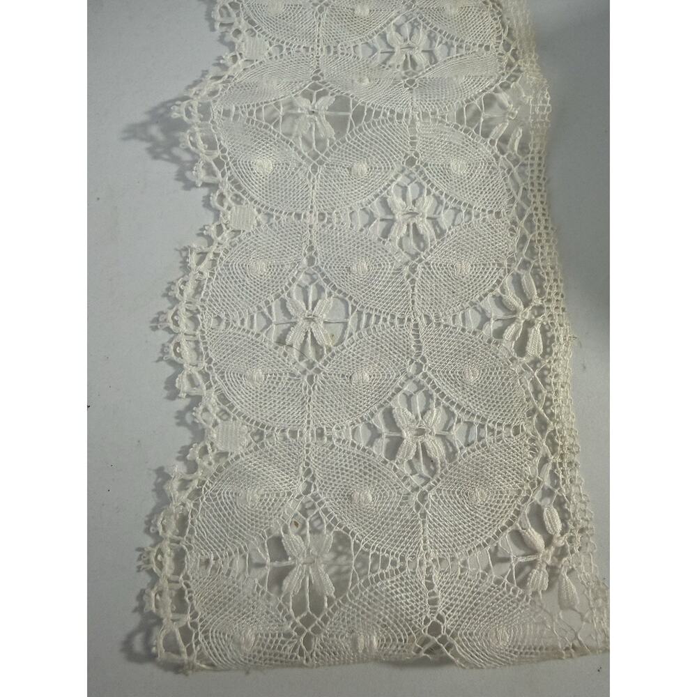 Vintage Lace Trim 6 Yards Floral Ivory Cotton Bridal Sewing Antique - Picture 3 of 12